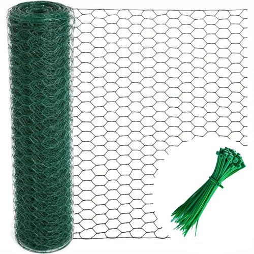 Malla Metálica 1x10m Hexagonal 25mm Galvanizada y Plastificada Verde | Fácil de Cortar y moldear | Apta para gallineros y huertos | Protege Animales pequeños | Uso Exterior Seguro y versátil