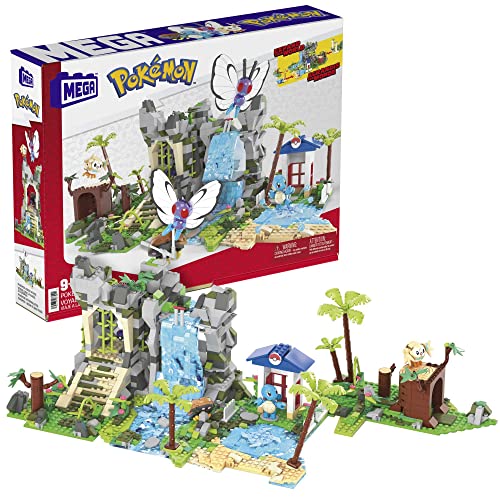 MEGA Construx Pokemon Expedição à selva construtor de aventuras conjunto de blocos de construção com 4 personagens, 1350 peças, brinquedo + 6 anos (Mattel HHN61)