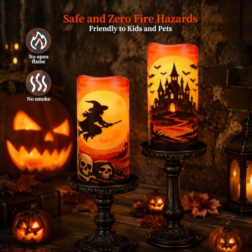 Image of Amagic 3 inchx6 inch Halloween Flameless Candles, Waterproof LED Pillar Candles