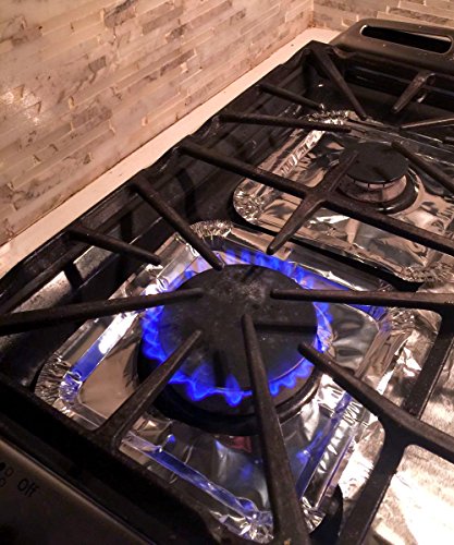 Aprince Stove Burner Covers 50 Pieces Aluminum Foil Square Gas Stove Burner Covers Disposable Thicker Bib Liners Covers for Gas Top 8.7" x 8.7" - Thumbnail 6