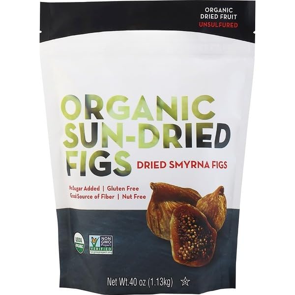 Organic Sun-Dried Figs Whole Fruit, Naturally Sweet Soft & Chewy Figs, High Fiber Healthy Snack, Non-GMO, Vegan, No Added Sugar, Great for Baking, Snacking & Cooking, Resealable Fresh Pack, [ 40 oz , 2.5 lb ]