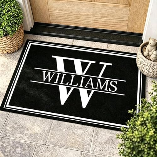 Custom Doormat with Family Name - Personalized Entryway Door Mat Front Door Mat for Outdoor Decor Entrance Mat Housewarming Gift with Anti-Slip Backing