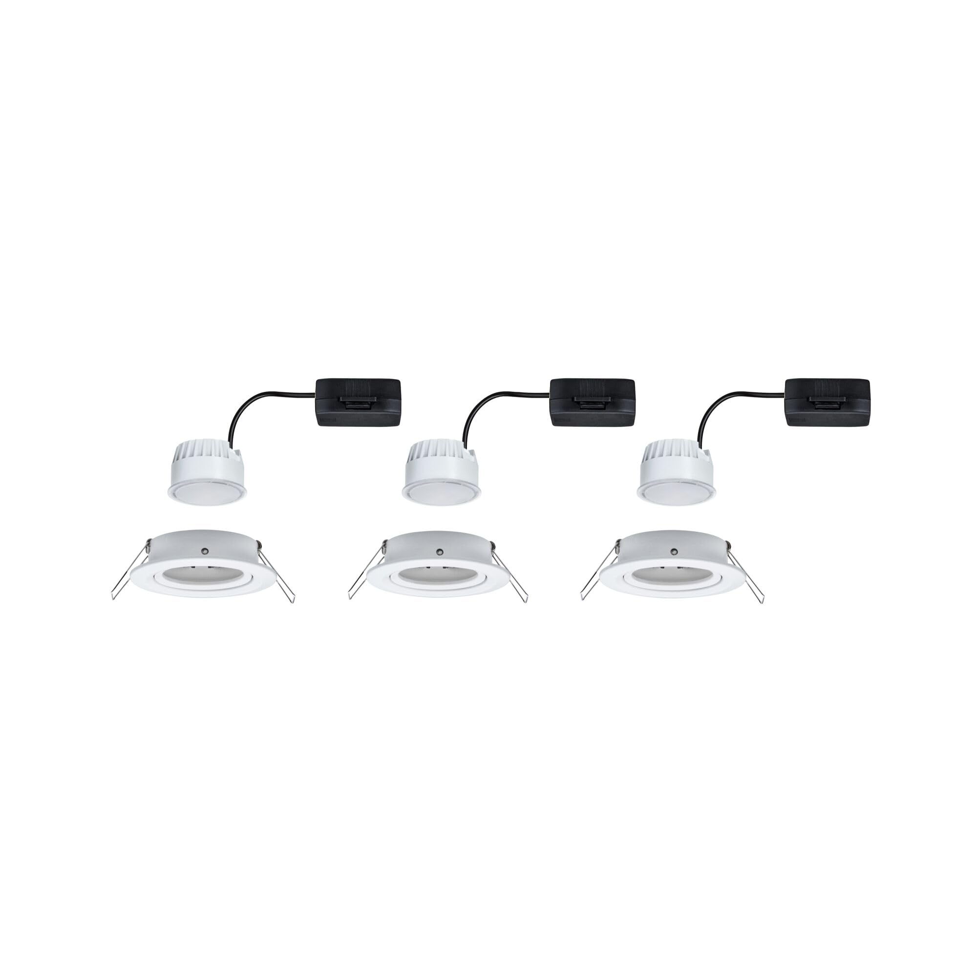 Paulmann 93449 Spots LED encastrés Nova Coin Set de base orientable rond 84 mm 50° Coin 3x6W 3x470lm 230V 2700K blanc dépoli