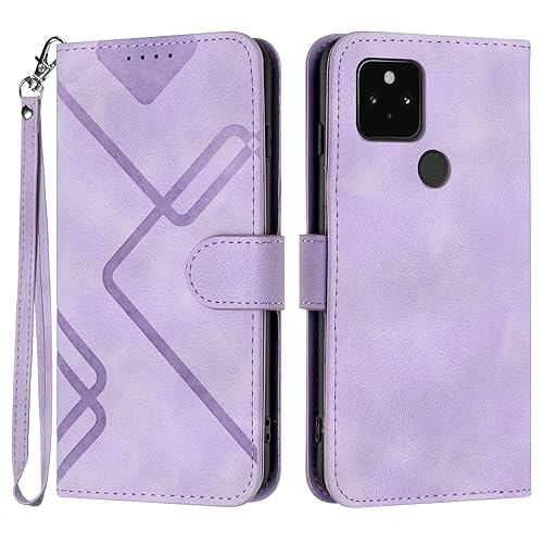 Bxithnr® Funda para Google Pixel 4A 5G, Funda Libro de PU Cuero con Magnético, Soporte Plegable, Ranuras para Tarjetas, Capa Tipo Libro Flip Case Wallet Carcasa con Tapa, Antigolpes Cover - Púrpura