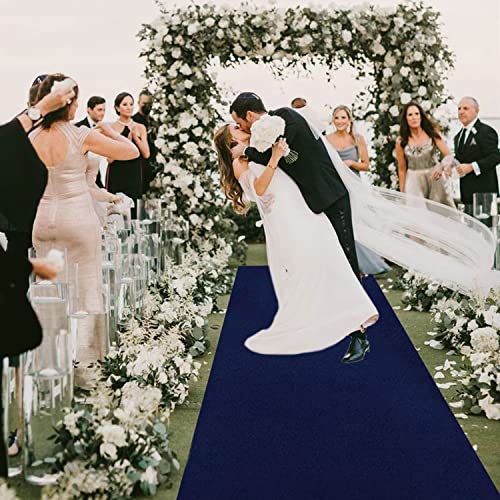 ROMANKAS Navy Blue Carpet Runner for Party 4x15 FT Velvet