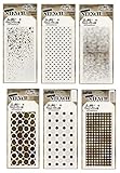 6 Tim Holtz Mixed Media Layered Stencils Set | Shifter Dots, Speckles, Polka Dot, Fade, Rings, Grid Designs | Templates for Arts, Card Making, Journaling, Scrapbooking | by Stampers Anonymous