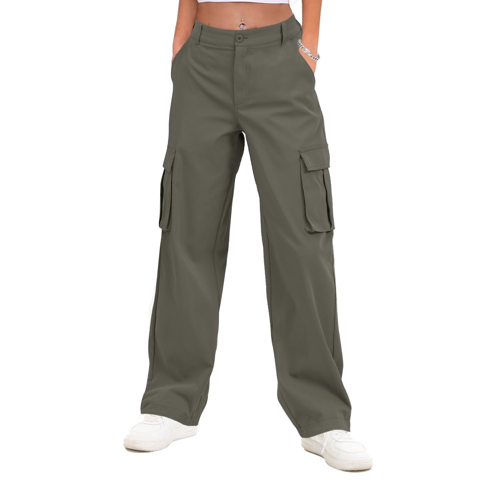 Gracyoga Cargo Pants for Women High Waisted Wide Leg Casual Pants Y2k Streetwear Trousers with 6 Pockets