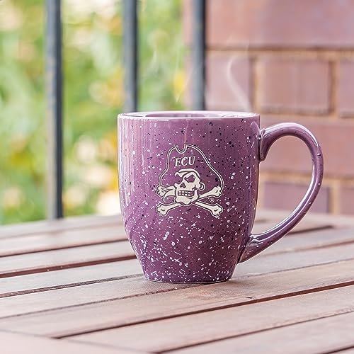 Image of Rico Industries NCAA East Carolina Pirates Purple Personalized 16 oz Team Color Laser Engraved Speckled Ceramic Coffee Mug