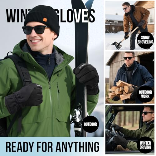 Image of GOUNOD Winter Gloves for Women Men, Thermal Insulated Waterproof Windproof Cold Weather Gloves, Touch Screen Compatible, Non-Slip Grip for Running, Driving, Cycling, Hiking