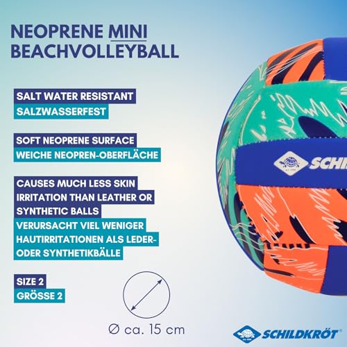 Schildkröt Neopren Mini Beachvolleyball Größe 2 | Ø 15 cm | salzwasserfest & rutschfest | weiche, griffige Oberfläche | Ideal für Strand, Garten, Kinder & Familie
