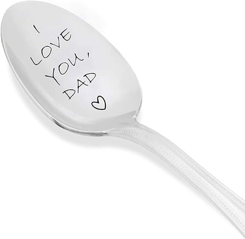 Miniatura 2 de I Love You Dad - Cuchara de acero inoxidable para cumpleaños de papá y día del padre - Regalo de hijo e hija - Cucharadita de 7 pulgadas