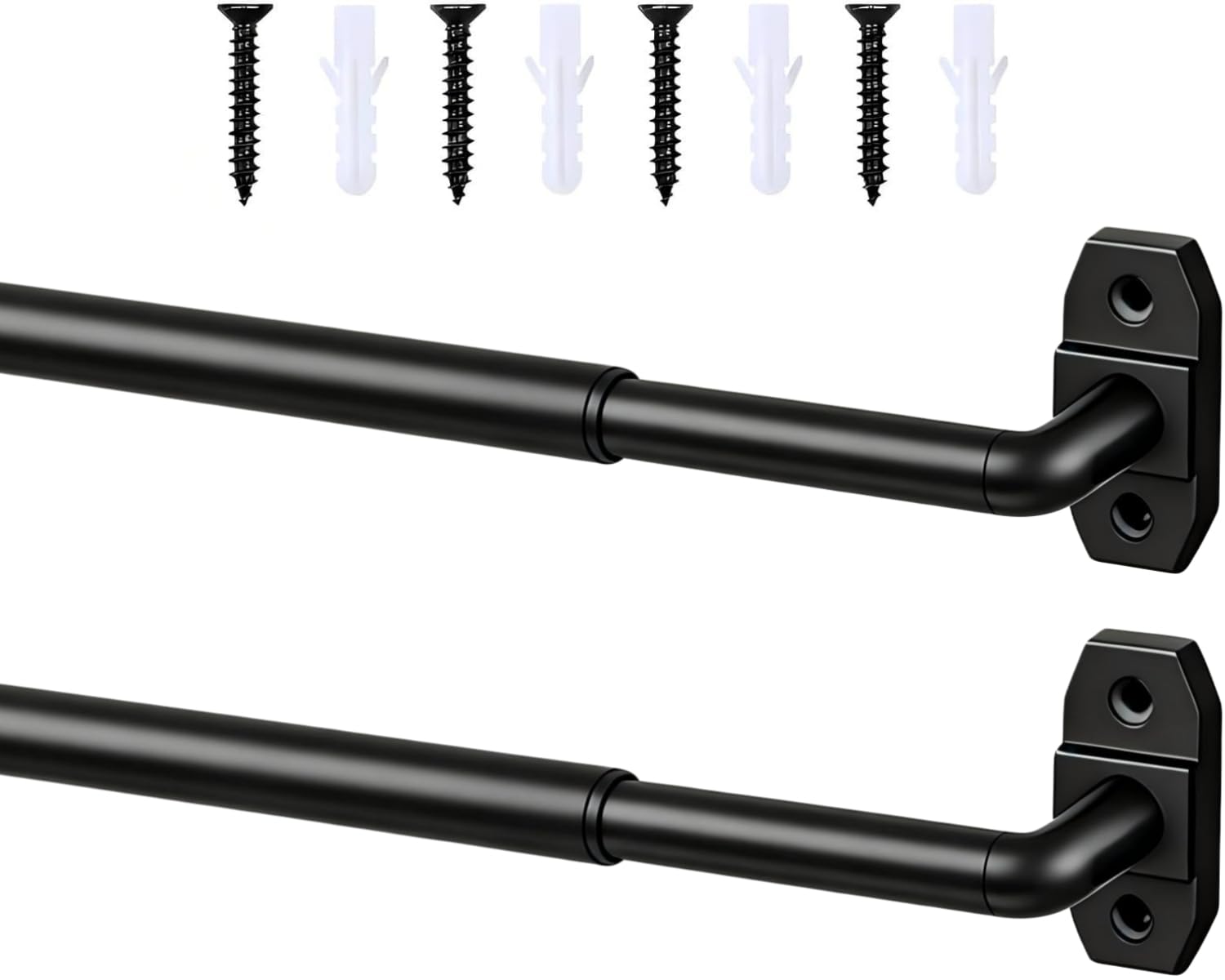 Photo 1 of ZyCurvo Black Curtain Rod Adjustable 18-32 Inch,2 Pack Sash Rods for French Door Window, All Hardware Included for Kitchen RV Patio, Wrap Around
