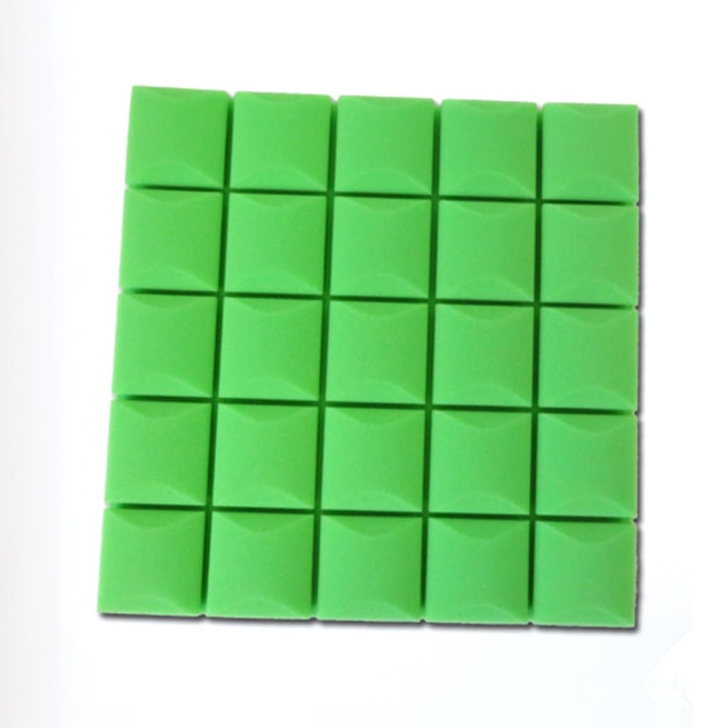 Pannelli acustici in schiuma a cuneo per studio, confezione da 12, 48,3 x 48,3 x 5,1 cm, pannelli insonorizzanti per casa e ufficio (verde)
