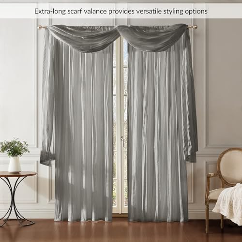 Elrene 26865855173 Home Fashions Athena Faux Crushed-Silk Window Curtain Panel And Valance Set thumb #3