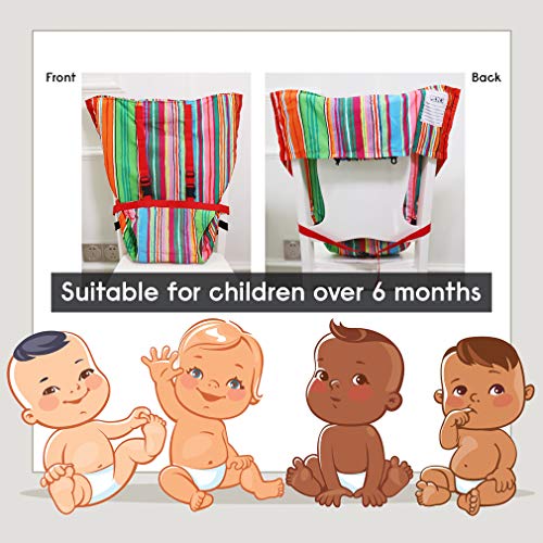 Portable Baby High Chair Safety Seat Harness for Toddler, Travel Easy High Booster Seat Cover for Infant Eating Feeding Camping with Adjustable Straps Shoulder Belt,Holds Up to 38lbs. - Thumbnail 4