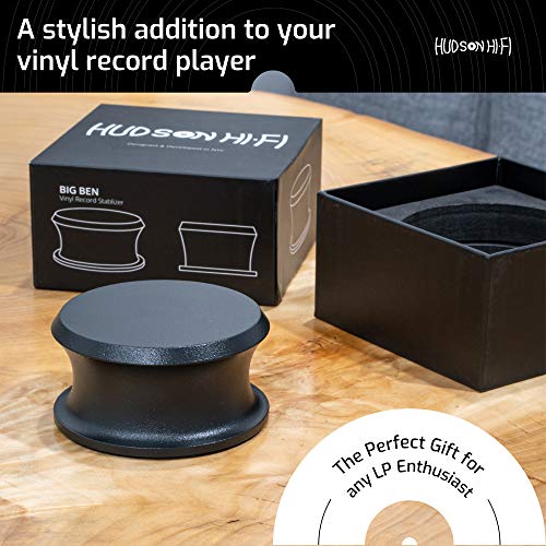 Hudson Hi-Fi Bigben Record Weight Stabilizer With Protective Leather Pad - 13-Ounce Vinyl Weight - Solid Steel Turntable Weight Stabilizer, Vinyl Record Accessories For Improved Sound - Black #TOP5