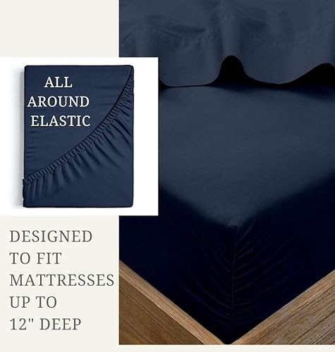 Miniatura 5 de SlumberWell Juego de sábanas de algodón de 4 piezas para cama tamaño King, suaves y transpirables, con bolsillo profundo para colchón de 12