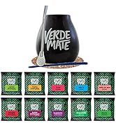 Set Complet de Yerba Maté Set de démarrage Yerba Maté Verde Mate Green 10x50g Large Calebasse en ...