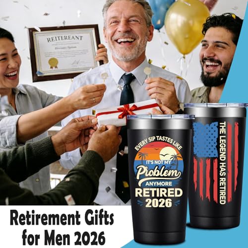 Grifarny Retirement Gifts for Men 2026 - Funny Retirement Gifts for Coworker, Teachers, Boss, Friends, Family - The Legend Has Retired Tumbler Cup 20 oz