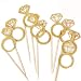 Kakasogo 50PCS Newest Wedding Bridal Shower Gold Glitter Diamond Ring Cupcake Cake Topper Picks for Marriage Engagement Anniversary Birthday Valentines Party Cake Decor