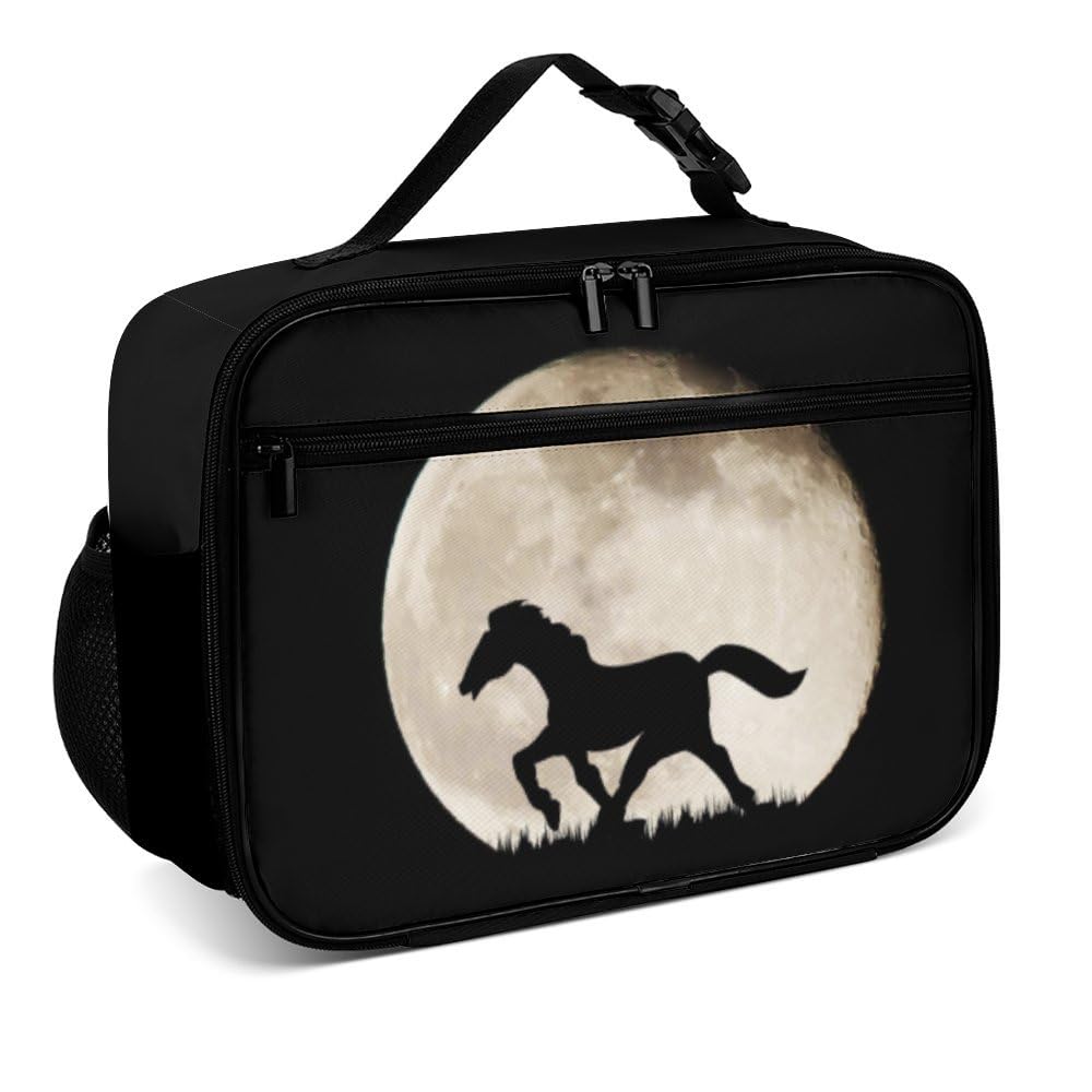 Mushroom068 Horse Reusable Lunch Box Insulated Lunch Bag Cooler Bag Lunchbox Meal Food Container Tote Bag for Women Kids Girls Boy School Camping Hiking Picnic Beach Travel