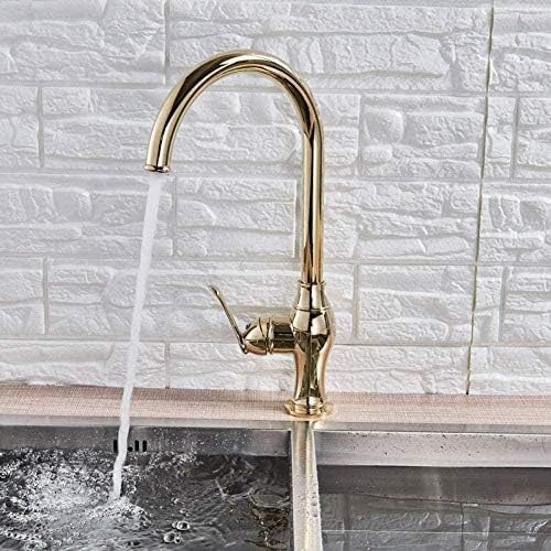 Robinet de cuisine doré compact pour simplifier la vaisselle et la cuisine au quotidien