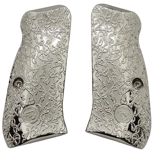 Made for CZ 75/85 Compact Metal Grips - Fits CZ P-01, CZ 75 D, PCR, Tristar T100, C100, P100, and Canik 55. Polished Chrome