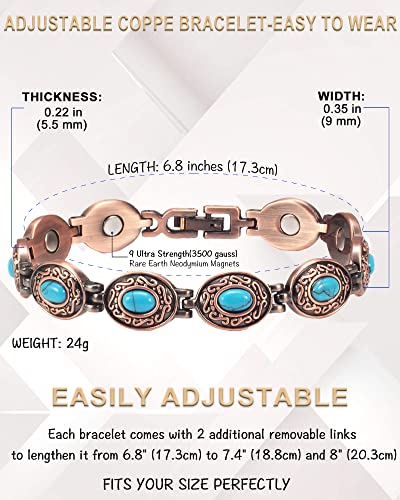 Magvivace Copper Bracelet For Women For Arthritis And Joint, Pure Solid Copper Lymph Detox Magnetic Therapy Bangle, Copper Jewelry, 3500 Gauss Magnet #TOP5