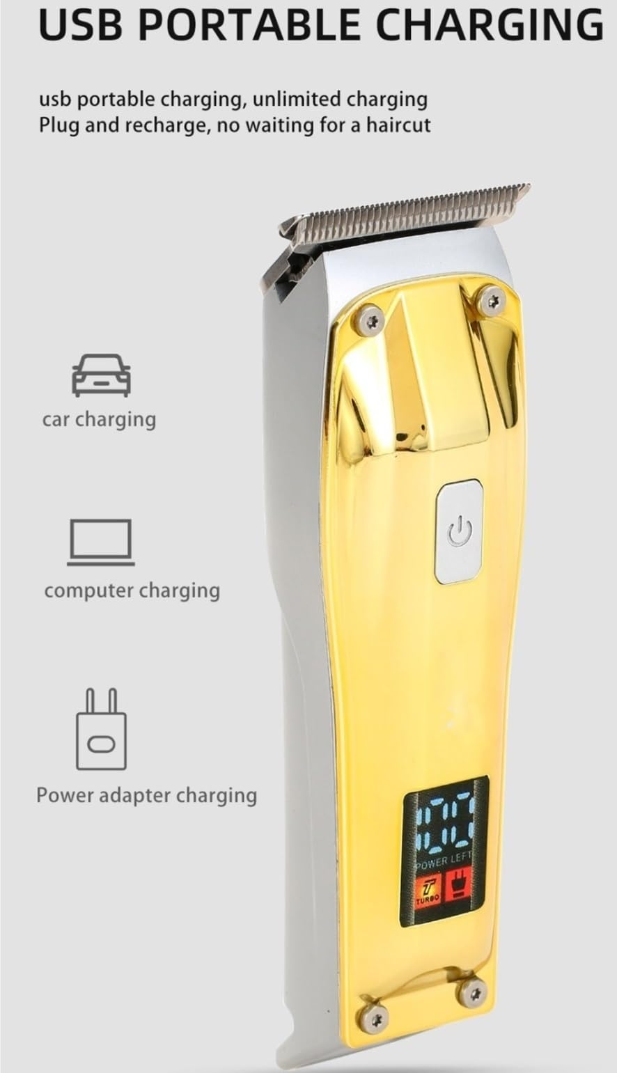 Maquina de Cortar Pelo Hombre, Tijeras eléctricas for peluquero con cabezal de aceite y pantalla digital LCD.