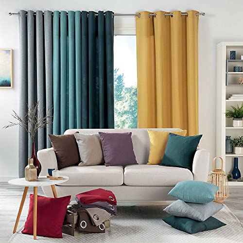 Douceur d'Intérieur Polyester Curtain 140 x 260 cm Red, W 55.1" x L 102.4" (1 Panels)