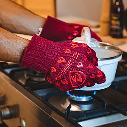 Image of Grill Armor Oven Gloves with Fingers - 932F Heat, Fire & Cut Resistant Mitts for BBQ, Grill, Cooking, Grilling, Baking, Smoker & Fire Pit