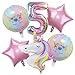 DUILE Unicorn Balloons Unicorn Birthday Party Decorations for Girls Foil Balloons Set Macaron and Rainbow Balloon Wedding Baby Shower Party Supplies (5)