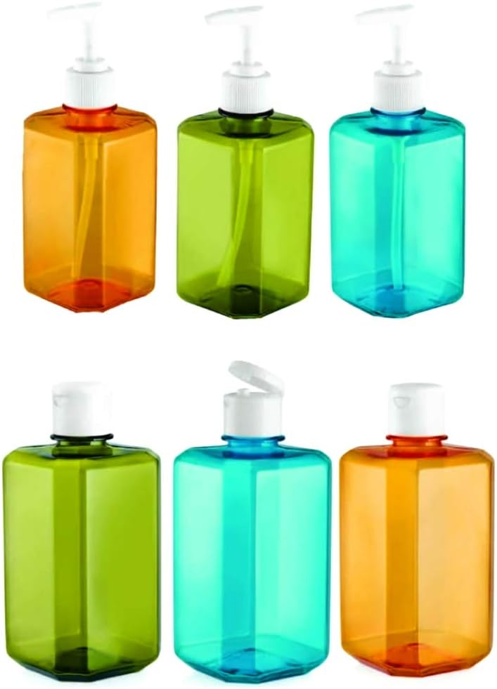 Kitchen World Combo of Cubic Lotion Bottle and Liquid soap Dispenser 500ml Flip Cap Bottle,Soap Dispenser,Shower Lotion, Gel, Conditioner, Liquid Shampoo,Oil(2 Pieces) Empty
