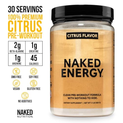 Image of NAKED Citrus Energy - Citrus Flavored Clean Pre Workout Supplement for Men and Women, NSF Certified, Vegan Friendly, No Added Sweeteners, Colors Or Flavors - 30 Servings
