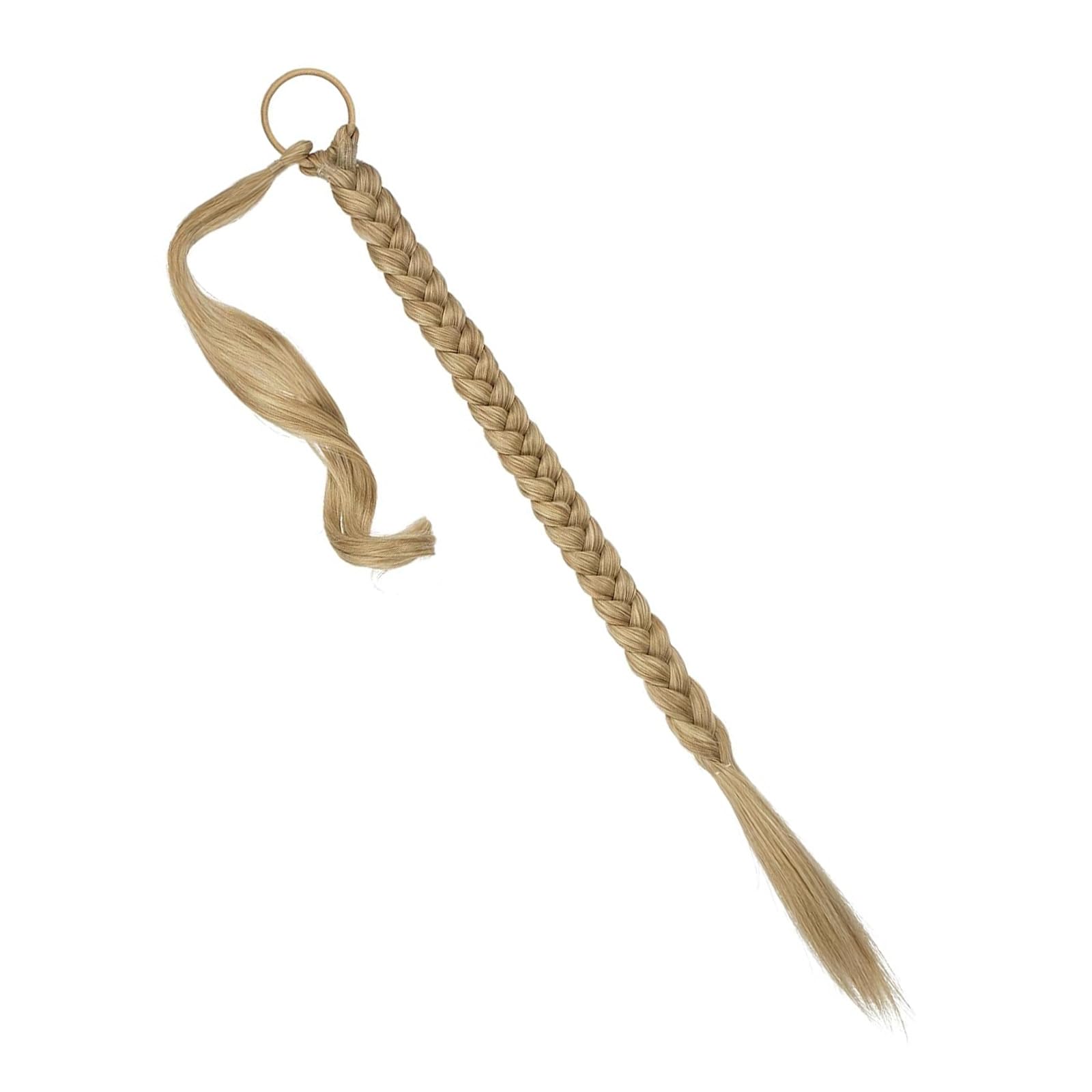 Rozszerzenie na kucyk, z gumką do włosów, 66 cm, syntetyczne włosy naturalne, do splatania, proste blond, warkocz (proste blond, 66 cm)