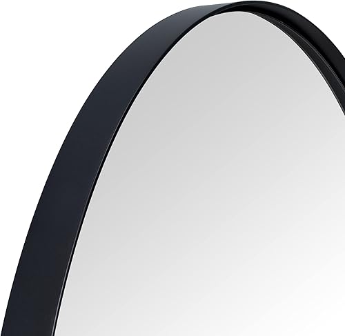 Miniatura 8 de Botiquín de baño empotrado en arco negro mate con espejo de acero inoxidable con marco de metal rectangular con espejo de 16 x 28.3 pulgadas