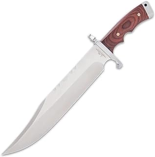 Gil Hibben Bloodwood Magnum Bowie Knife and Leather Belt Sheath - 3Cr13 Stainless Steel Blade, Bloodwood Handle, Mosaic Pins, Stainless Steel Pommel and Guard, Use for Hunting - Length 18 1/4” - Gil Hibben