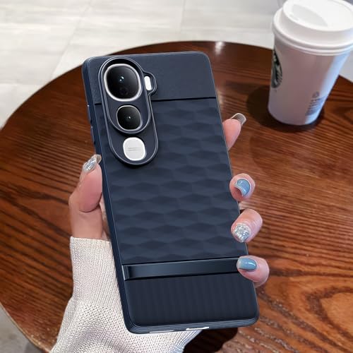 Image of Pikkme Back Cover for Vivo Y400 Pro 5G Soft Grip 3D Hexa Cube Texture Silicone Bumper Case (Blue)
