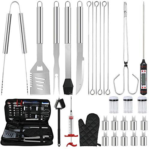 N  A Kinovation BBQ Grill Tools Set Grill Accessories Kit 30PCS 167 Professional Stainless Steel Barbecue Utensil with Carry Bag for Camping Backyard Outdoor Grilling Tools for Men Women