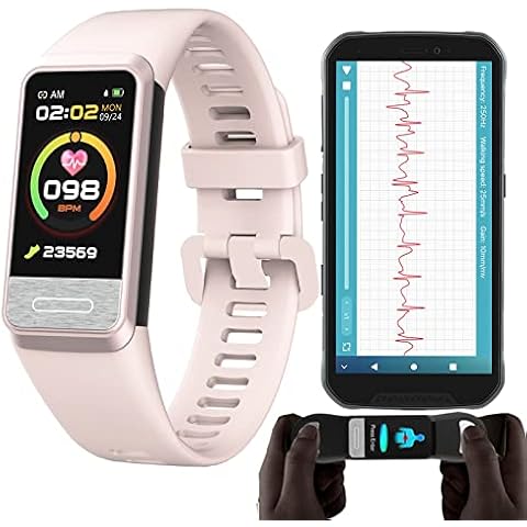 AUPALLA Advanced ECG Monitor Oxygen Saturation (SpO2) Monitor Blood Pressure Monitor Real Time Heart Rate Monitor HRV Scientific Sleep Monitor Fitness Tracker Activity Tracker (Pink) Cover