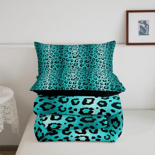 Image of Feelyou Safari Animal Fur Print Bedding Set Boys Girls Leopard Comforter Set Cheetah Stripes Print Comforter TeensWildlife Duvet Set 3Pcs