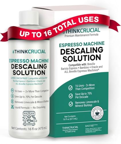 Think Crucial Descaler for Breville Espresso Machines – 16 Uses Super Concentrate Descaling Solution – Barista Express, Bambino, Oracle – Liquid Formula – 4-Year Supply* – 16 fl oz