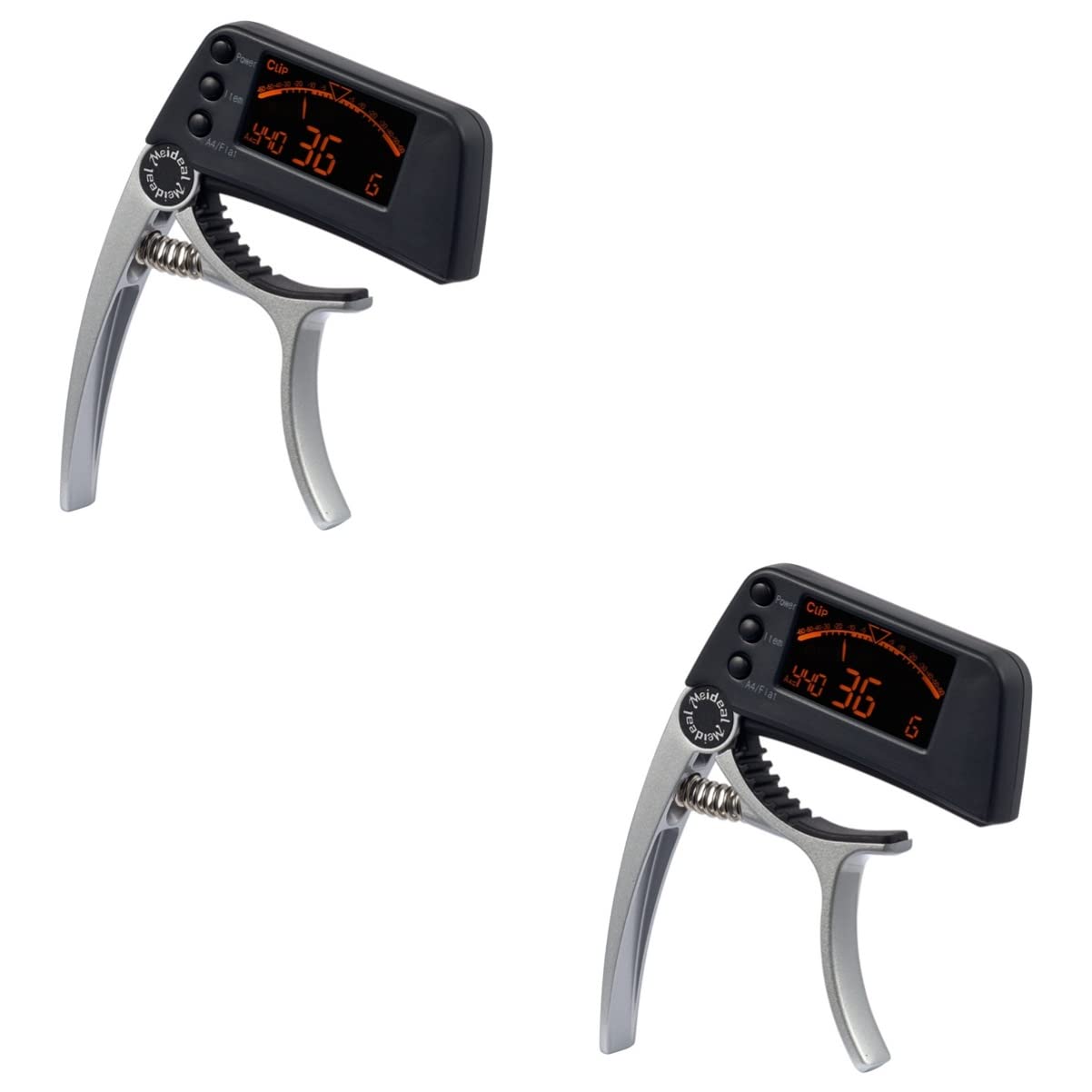 2St Stimmgerät für E-Gitarre Gitarren-Kapodaster elektrisch Bassgitarre Bass-Tuner Kapodaster für Gitarren stimmgerät für akustische gitarre Clip-on-Gitarren-Tuner Silver Hoement