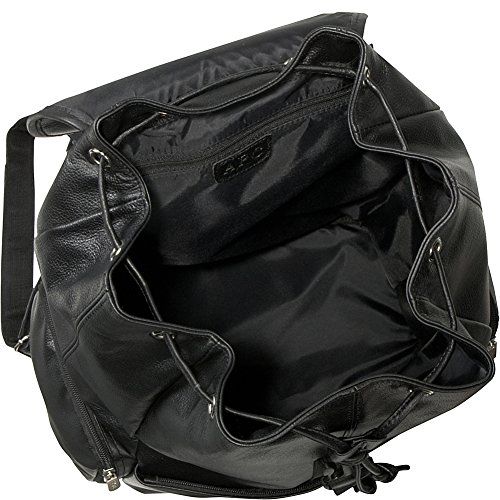 Black Leather Jumbo Backpack (#1518-0)2