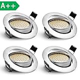 [page_title]-LED Einbaustrahler Dimmbar Flach 230v Schwenkbar 4 x 6W 500lm LED Deckenstrahler Deckeneinbaustrahler Einbauspots Bad Deckenspot Einbauspot LED Spot Einbauleuchte IP44 3000K Warmweiss Matt Nickel