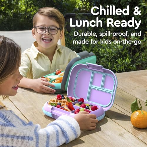Bentgo Chill Kids Leak-Proof Lunch Box - 4-Compartment Bento Box with Built-In Ice Pack, 3.3 Cup Capacity, PFAS & BPA-Free, Microwave & Dishwasher Safe, Ideal Size for Ages 3 to 7 (Vivid Orchid) - Image 6
