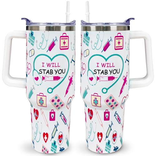 muanns Nurse Gifts for Women Nurse Tumbler Coffee Mug Cup with Lid and Straw 40 Oz Stainless Steel Insulated Water Bottle - Gifts for Practitioner Nursing Student Men Women
