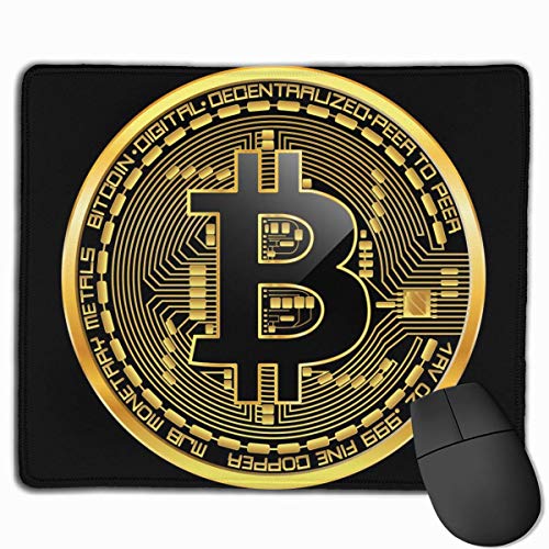bit Crypto Currency Golden Coin S�mbolo de Bitcoin sin laqueado Negro en el anverso Alfombrilla de rat�n Dorada Base de Goma Antideslizante Espesa, 25x30cm