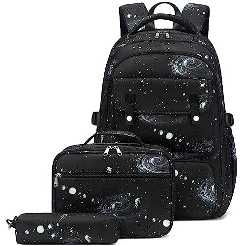 Joyfulife Galaxy Backpack Set for Kids with Lunch Box & Pencil Case