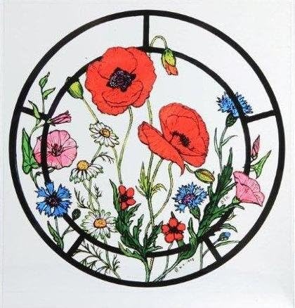 HENSITAStatic Window Cling in a Cornfield Flowers Design